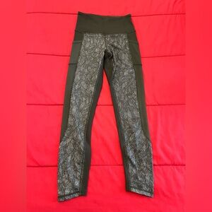 Lululemon Green/Palm Pattern Mesh Leggings